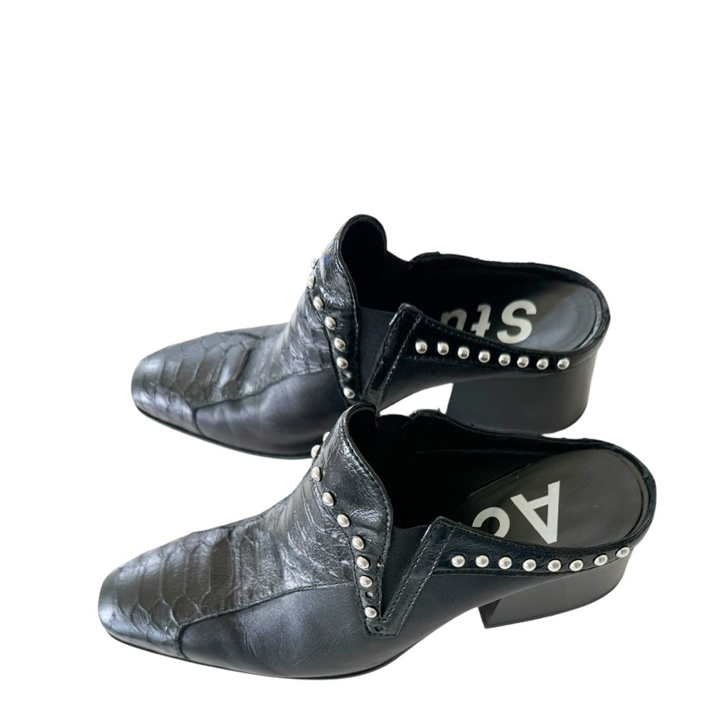 Acne Studios • Karmir Studded Croc-effect Leather Mules In Black - Picture 4 of 14